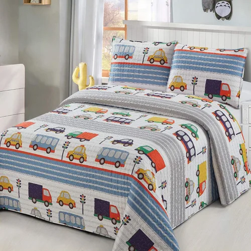 Vista 7 de Kids Zone Collection - Juego de colcha acolchada para niños y adolescentes, diseño de baloncesto y fútbol, azul marino y blanco, tamaño individual