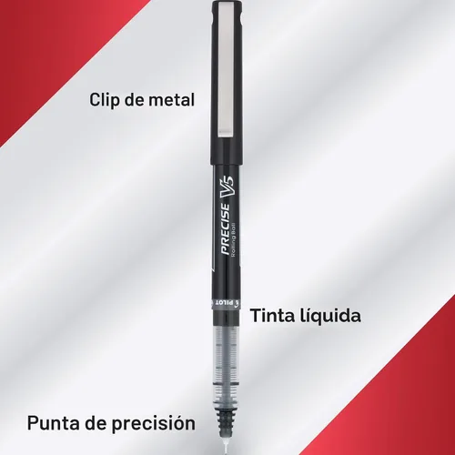 Vista 2 de Pilot, Precise V5, Bolígrafos de Tinta Líquida con Tapa de Bola Rodante, Punta Extra Fina 0.5 mm (0.020 in), Colores Surtidos, Paquete de 12