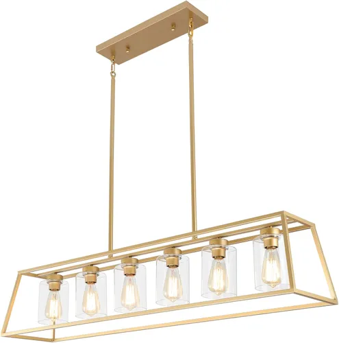 Vista 10 de Candelabros negros de granja para comedor, lámpara rústica de isla de cocina, lámpara colgante lineal de 4 luces, isla de cocina con pantalla