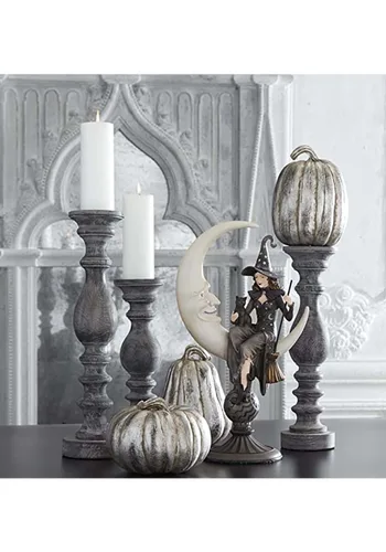 Vista 2 de Luna Creciente de 20 Pulgadas con Decoración de Bruja Sentada Multicolor
