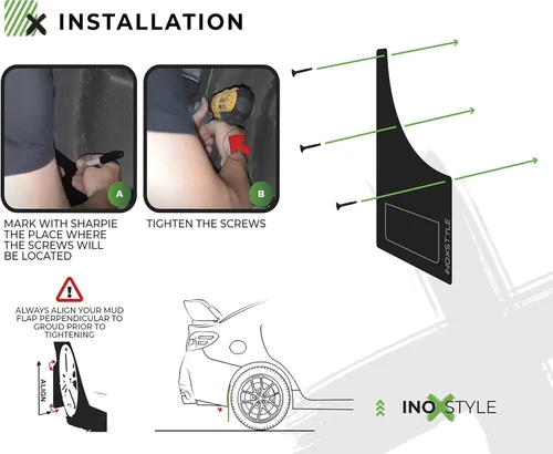 Vista 7 de INOXSTYLE - 4 aletas universales negras para barro, guardabarros delanteros y traseros para universidades nacionales, para automóviles, camionetas