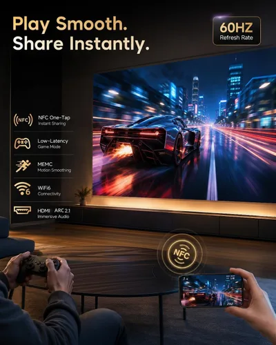 Vista 4 de 4K Daylight Projector Google TV, 2300 ANSI Smart Projector, WiFi 6, Bluetooth, NFC Wireless Casting, Low Latency Gaming, Auto Focus, HDMI ARC, Dolby