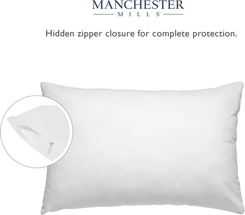 Vista 5 de Protect360 - Protector de almohada (juego de 2) – King, 21 x 36 pulgadas, protección contra microbios e impermeable, cierre de cremallera oculto