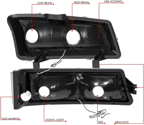 Vista 6 de Auto Dynasty 4 piezas de lámparas LED DRL para faros delanteros compatibles con Chevy Silverado Avalanche 1500 2500 3500 03 04 05 06 / Chevy Negro