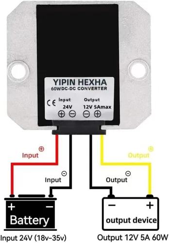 Vista 3 de 25W DC-DC 12V 24V a 5V 5A Convertidor Buck Regulador 5 Voltios Impermeable Vehículo Fuente de Alimentación