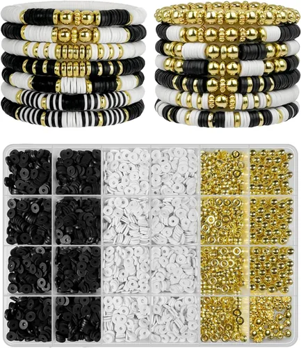 Vista 12 de ClaBead Kit de 6300 cuentas de arcilla para hacer pulseras para adultos, 24 colores, cuentas de arcilla de 0.236 pulgadas para hacer joyas