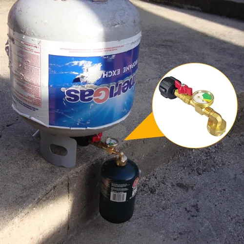 Vista 7 de Adaptador de recarga de propano Convertidor de 1 a 20 libras con válvula de control de encendido y apagado y manómetro QCC1/Type1 Adaptador