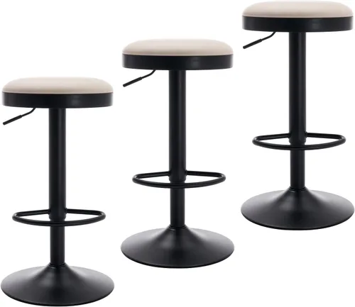 Vista 11 de CIMOTA Juego de 2 taburetes de bar redondos giratorios con espalda descubierta ajustable, taburete de bar moderno industrial para cocina, hogar