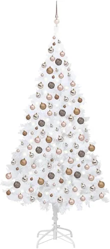 Vista 32 de 6.5ft Pre-Lit Artificial Christmas Tree with 250 LED Lights, Hinged PVC Branches, Metal Stand, and Decorative Balls for Indoor Holiday Decor Verde