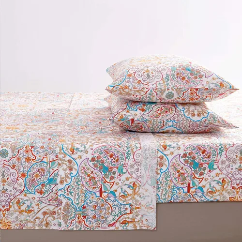 Vista 2 de Wake In Cloud - Sábanas bohemias, 100% algodón, juego de sábanas de 4 piezas, ropa de cama estética con estampado de cachemira bohemio hippie