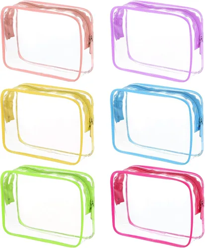 Vista 11 de Bolsas de cosméticos transparentes para mujeres y hombres, bolsas de aseo impermeables, bolsas de maquillaje de PVC, estuche organizador