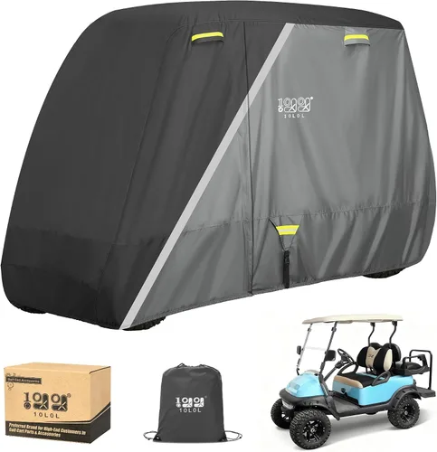 Vista 10 de 10L0L Funda para carrito de golf de 4 pasajeros se adapta a EZGO, Club Car, Yamaha, 400D, impermeable, resistente al viento, resistente al sol