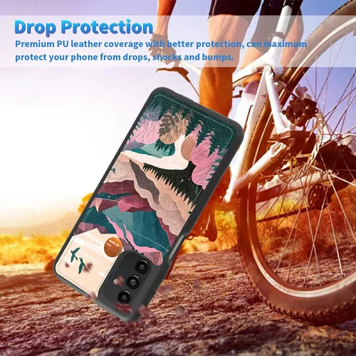 Vista 6 de Funda para Samsung Galaxy A13 5G con tarjetero cierre magnético de piel sintética de alta calidad con bloqueo RFID, 3 ranuras para tarjetas