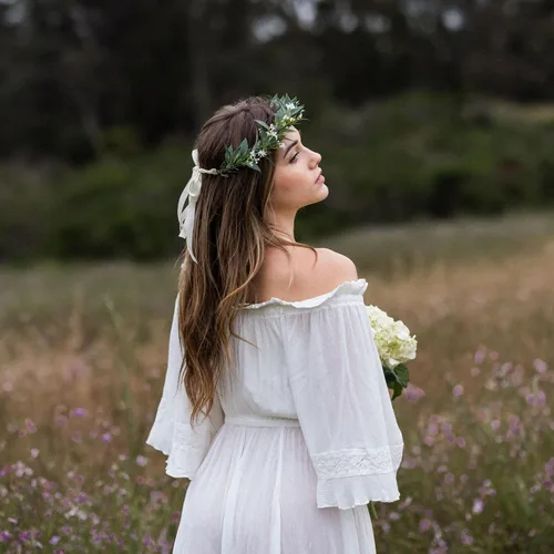 Vista 4 de Vividsun Corona de rosas ajustable para mujeres y niñas, corona floral, guirnalda de corona, boda, festival, fiesta, tocado, # Verde