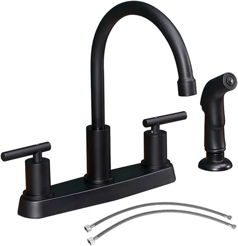 Vista 10 de Grifos de cocina, grifo de cocina con rociador, grifo de fregadero de cocina de níquel cepillado, grifo RV de 3 o 4 agujeros para fregadero
