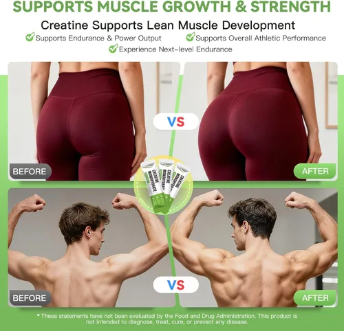 Vista 3 de Paquetes de viaje de polvo de monohidrato de creatina, 5000 mg de creatina pura micronizada para hombres y mujeres, crecimiento muscular y energía