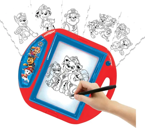 Vista 5 de LEXiBOOK Paw Patrol, proyector de dibujo, 4 tampones, 10 plantillas, pantalla de iluminación, 1 bolígrafo incluido, juguete artístico y creativo