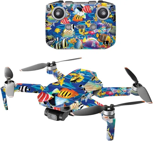 Vista 10 de MightySkins - Compatible con DJI Mini 2 Dron portátil - Negro abstracto Funda protectora de vinilo duradera y única Fácil de aplicar, quitar