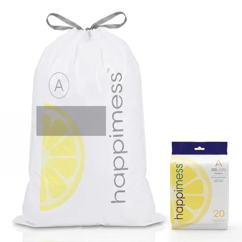 Vista 21 de happimess Bolsas de basura con cordón de 8 galones (30 litros), sin perfume, transparentes, resistentes para cocina y hogar, ajuste personalizado
