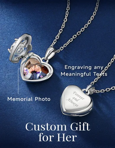 Vista 42 de MomentWish Collar de corazón para mujer, moissanita, diamante de imitación, plata de ley 925