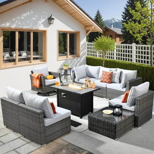 Vista 75 de HOOOWOOO Patio Sectional Furniture Set,2 Piece Couch Set with 2 Matching Armless Chairs(Beige)