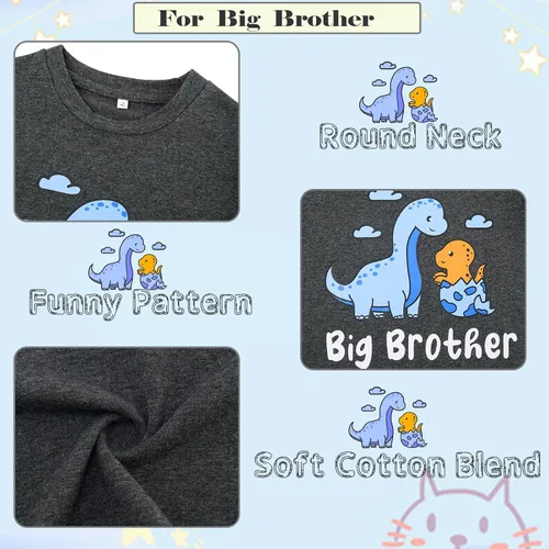 Vista 5 de Funnycokid Conjunto de camisetas a juego para hermano mayor, hermano pequeño, ropa de regalo para bebé