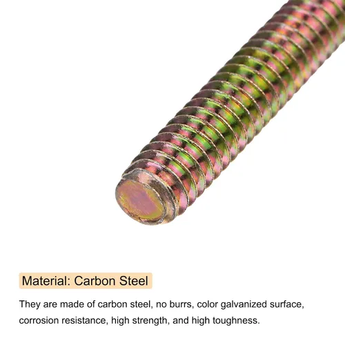 Vista 4 de uxcell 8 piezas de zinc de color totalmente roscado varilla 1/4"-20, 2" longitud, tornillo de rosca de acero al carbono para montaje de muebles
