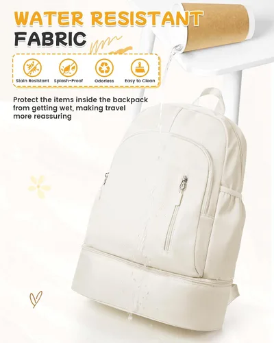 Vista 7 de BJLFS Mochila para mujer, Blanco, Grande, Classic