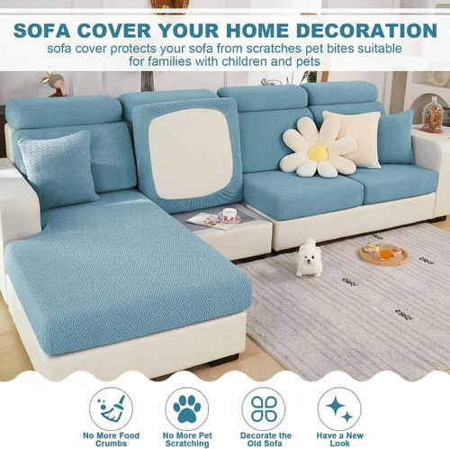 Vista 2 de MIFXIN Funda mágica para sofá, funda elástica universal para cojín seccional en forma de L, protector de muebles para diván