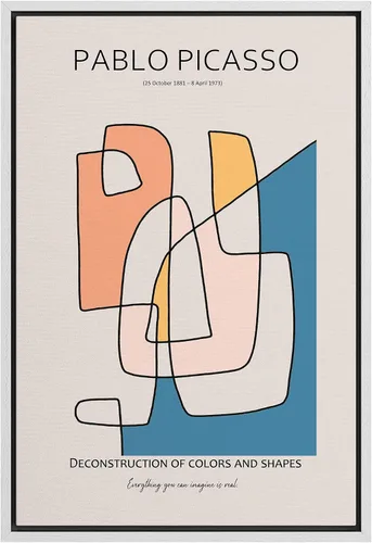 Vista 10 de SIGNLEADER Lienzo enmarcado para pared, arte semicírculo de mediados de siglo, formas geométricas, ilustraciones, arte moderno, contemporáneo