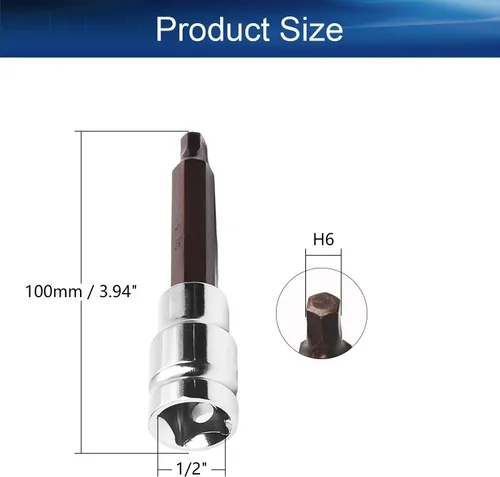 Vista 2 de Auniwaig Enchufe hexagonal de 1/2 pulgada x H6 (0.236 in), brocas de acero S2, enchufes CR-V de 4 pulgadas de longitud, 2 piezas