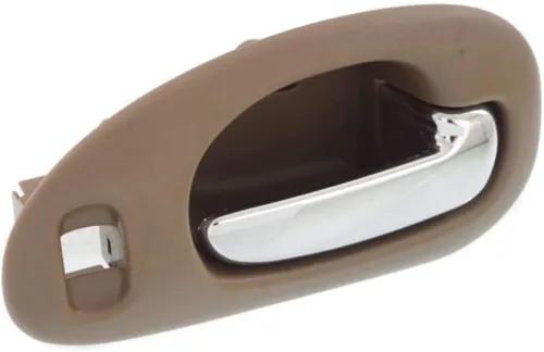 Vista 3 de Para Chrysler LHS 1999 2000 2001 Manija de puerta interior delantera, bisel beige del lado del pasajero con palanca cromada Con orificio