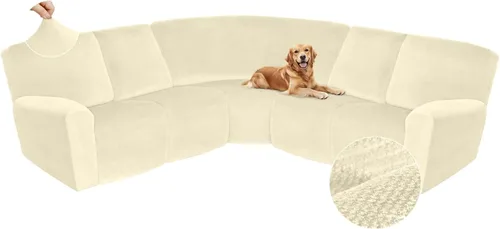 Vista 467 de Arfntevss Fundas de sofá seccional reclinable de terciopelo, Funda de sofá seccional de esquina para sofá reclinable, Funda elástica suave
