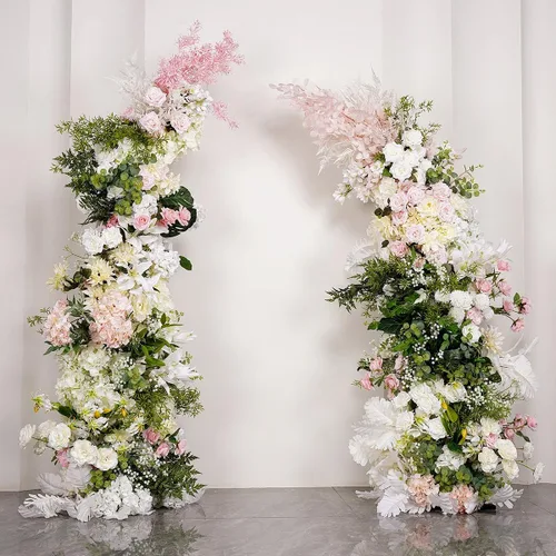 Vista 3 de Kit de arco de globos, juego de 2 soportes de arco de globos dorados, marcos de arco de boda con base cuadrada de metal arco de flores para fiesta