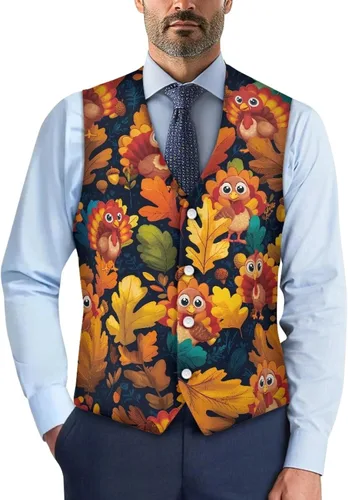 Vista 22 de TODIYADDU Single Breasted Sleeveless Vest for Men Tuxedo Vest Mushroom