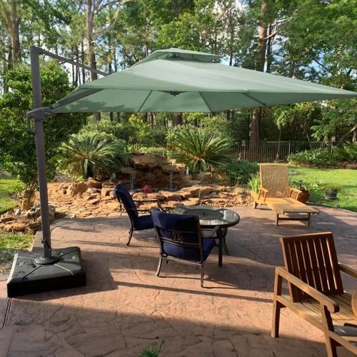 Vista 12 de PURPLE LEAF Sombrilla de Patio Voladiza de 10' x 13' para Exteriores con Base de 330 libras, Sombrilla Rectangular Grande Resistente al Viento