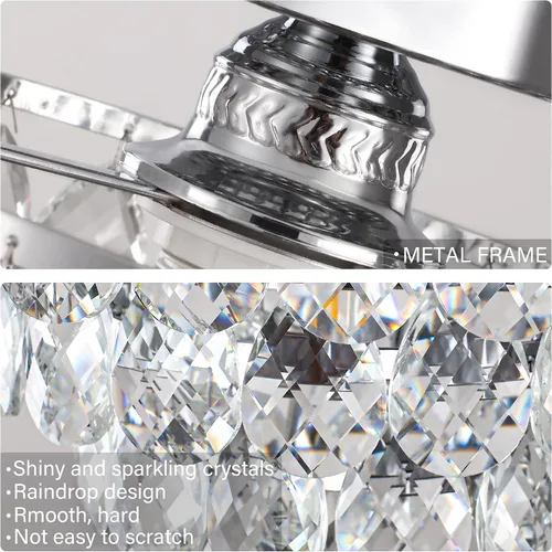 Vista 4 de Luupyia Mini lámpara de techo de cristal pequeña, moderna lámpara de techo de cristal para accesorios de pasillo, lámpara de araña plateada