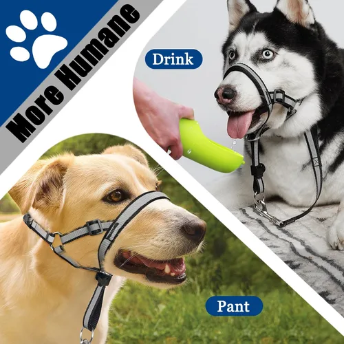 Vista 7 de BARKLESS - Collar reflectante para la cabeza, sin tirones, para perros pequeños y medianos Anti-Pull Muzzle Leash for Puppy, Adjustable Soft Dog