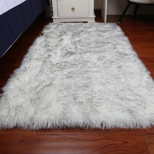 Vista 20 de Alfombra de piel de oveja sintética de Chitone, para dormitorio de bebé, para decoración del hogar Negro