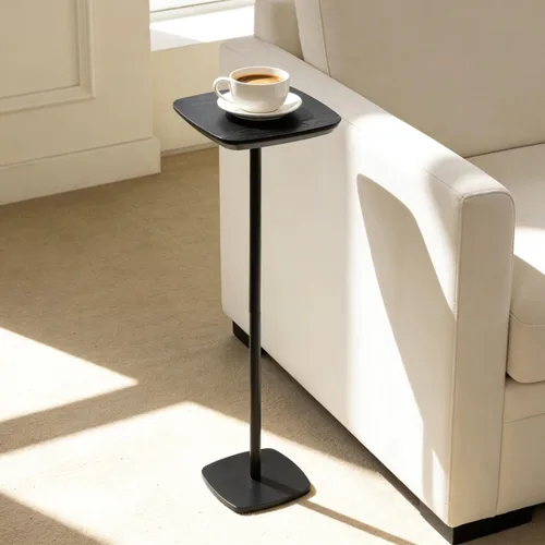 Vista 7 de Mesa auxiliar de pedestal, mesas pequeñas para bebidas, soporte de pedestal, mini mesa auxiliar cuadrada negra, mesas de café de Martini, mesa