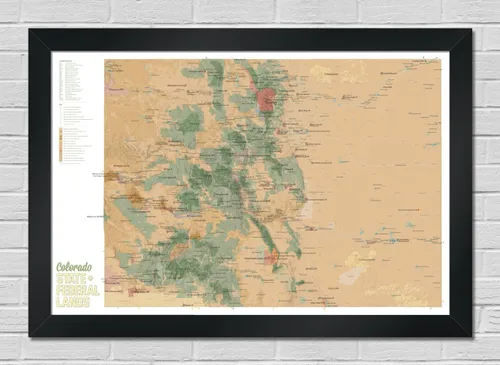 Vista 4 de Colorado Parques estatales & Federal lands Póster Mapa 24 x 36