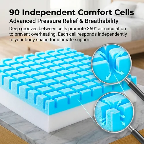 Vista 12 de Cojín de asiento de ventilación para teclado con diseño innovador de disipación de calor, 90 celdas de espuma viscoelástica independientes con base