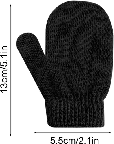 Vista 2 de ONESING 5 pares de manoplas para niños pequeños guantes de invierno negros para niñas y niños - Manoplas cálidas para recién nacidos