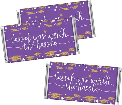 Vista 26 de Andaz Press Colección de fiesta de graduación con purpurina de color morado real y dorado, pancarta colgante con cuerda, Congrats Grad!, 5 pies, 1