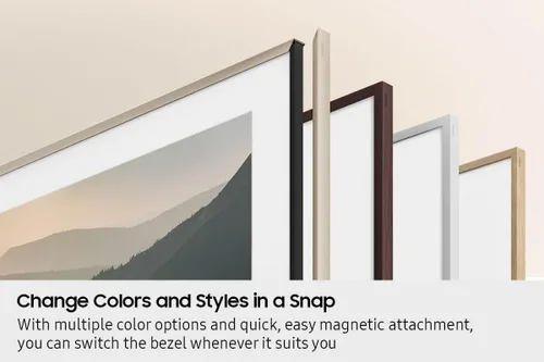 Vista 6 de Samsung The Frame - Bisel personalizable de 43 pulgadas 2021-2025, marco magnético blanco moderno VG-SCFA43WTBZA Kit de molduras para TV QLED Art