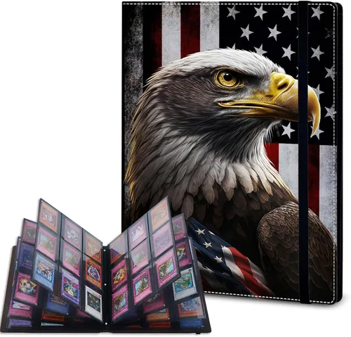 Vista 34 de Carpeta de tarjetas – Carpeta de 9 bolsillos para tarjetas intercambiables, carpeta de cuero de 360 bolsillos de carga lateral para MTG, TCG Bandera