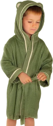 Vista 9 de Bata de baño premium suave para niños pequeños - Bata de bambú de rayón para niños con capucha - Bata para niños y niñas Beige