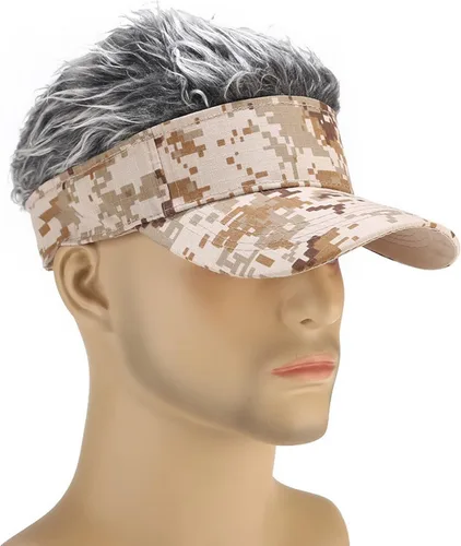 Vista 3 de Gorra de peluca para hombre, estilo hip hop, popular, camuflaje, gorra de béisbol, gorra de peluca ajustable