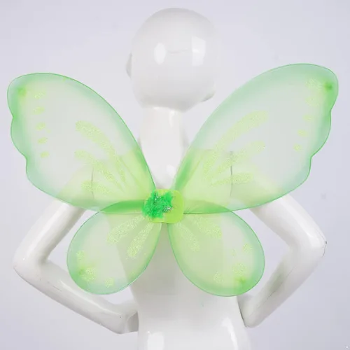 Vista 2 de Alvivi Alas de mariposa alas de hadas de mariposa alas de ángel con purpurina alas de princesa para niños y niñas fiesta de Navidad cosplay verde