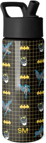 Vista 55 de Simple Modern DC Comics Batman - Botella de agua para niños con tapa con pajilla, vaso aislado de acero inoxidable de 14 onzas para niños, vaso a